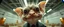 Placeholder: extreme close up on cheeky fluffy weasel gremlin news anchor elf family scumbag in the style of Escher and Giger and Fallout 4, pinhole cam, airbrush 3d rendering, on tv screen:A five-second cinematic single take in a clean industrial presentation hall.