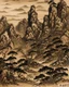 Placeholder: A dark brown dry mountain painted by Guo Xi