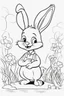 Placeholder: blank colouring book, white blank background, simple picture for toddlers, rabbit, disney and pixar style