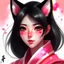 Placeholder: kitsune black hair pink eyes