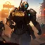 Placeholder: Clear Focus, High resolution, power armor, fallout, atomic-bunker, gasmask, extremely detailed digital painting, extremely detailed face,