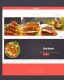 Placeholder: a food delivery web landing page design with a burst of colors and illustrations, hyperrealism, and hyper details, sharp background