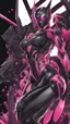 Placeholder: A close picture to Mix between gwenpool and symbiote with transformers, high details machine, pink and black custom, intricate details, highly detailedin in solo leveling shadow art style