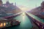 Placeholder: close up train+Elevated train+train+town on sea+sea+Italian colourful sea village +alphonse mucha, greg rutkowski,matte painting, cryengine, hyper detailed, felix kelly, fantasy art, seb mckinnon