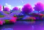 Placeholder: monde en fleurs, blue lake, flower tree-houses, concept art, crépuscule , fuksia bleu oranger, vibrant Color, réaliste, riviere bleu, tree-house bougainvillier, roses