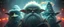 Placeholder: volume fog light, hyper real close up on fluffy beard faces of rock alien cricket duck priest gremlin grandma general with hi tech transcendent lazer plasma blaster arsenal from hell, guarding bridge up to space saucer neon plastic transparent, movie poster