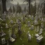 Placeholder: A large cemetery with the dead rising from the grave, fantasy fiction, 8k