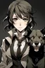 Placeholder: Bongou stray dogs a female with wolf cut black hair and black eyes.