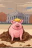 Placeholder: president donald trump as a pig covered in feces