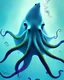 Placeholder: portrait of an octopus-shark in the style of Android Jones