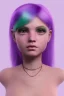 Placeholder: purple haired human girl with bright green eyes