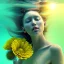 Placeholder: maxima hyper realist, hyper detailed,underwater with yellow flowers for hair, closed eyes, rtx, reflection, 8k, glow, winning photography, caustics