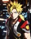 Placeholder: Detailed anime portrait of bakugo from my hero academia, gold hair and golden eyes, black suit, intricate details, full body portrait, keep head in frame, slight smile, black Japanese motif, concept art, highly detailed, digital painting, concept art, sharp focus, illustration, art by Yoji Shinkawa, WLOP and greg rutkowski and alphonse mucha and artgerm and yanjun Chen and Junji ito and Makoto Shinkai, HDR, octane render