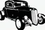 Placeholder: black 1932 ford hotrod, black line drawing on white, vector