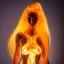 Placeholder: woman made of fire, fire angel, fire clothes, full body portrait, long flowing yellow hair, highly detailed, real life photo, photo quality, extremely detailed, highly detailed, 8K, crisp quality