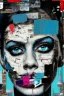 Placeholder: Ultra detailed medium portrait painting of a beautiful abused woman, she is crying and upset, masking tape on her mouth, blue brushed eye, chaos background,torn up collage of clippings, broken circuitry background, matrix effects, punk visual art, punk art aesthetic, graffiti art, pop surrealism, collage art, cluttered paint glitches