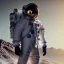 Placeholder: an astronaut in moon, full body, highly detailed, kente, black puffer jacket, 3d render