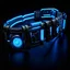 Placeholder: one simple cyberpunk belt, blue lighting, black background