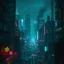 Placeholder: A cyberpunk city at night