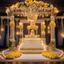 Placeholder: Hyper Realistic Beautiful Traditional Indian Wedding Stage decorated with different Yellow & White flowers & neon wedding lights at Night