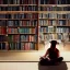 Placeholder: girl sitting in a library, hot girl, hd, bright light, glossom, 8k, poster, mystery, power, money