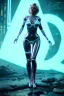 Placeholder: Ultra Realistic image, portrait, blonde woman, sweet Marylin Monroe face, perfect iris, glow eyes, glow makeup. Cyborg, Cyberpunk style, oversized transparent latex coat, yakuza tattoos body. fog, rain, soft color, highly detailed, unreal engine 5, ray tracing, RTX, lumen lighting, ultra detail, volumetric lighting, 3d, finely drawn, high definition, high resolution.