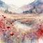 Placeholder: Digital colorful red watercolor Illustration of a beautiful Vibrant flower meadow fantasy red landscape, mountain river wildflowers butterflies in the morning light, by JB, Waterhouse :: Carne Griffiths, Minjae Lee, Ana Paula Hoppe, :: :: Stylized Splash watercolor art :: Intricate :: Complex contrast :: HDR :: Sharp :: soft :: Cinematic Volumetric lighting :: flowery pastel colours :: wide long shot