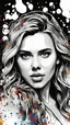 Placeholder: Scarlett Johansson, Line Art, Black Background, Ultra Detailed Artistic, Detailed Gorgeous Face, Natural Skin, Water Splash, Colour Splash Art, Fire and Ice, Splatter, Black Ink, Liquid Melting, Dreamy, Glowing, Glamour, Glimmer, Shadows, Oil On Canvas, Brush Strokes, Smooth, Ultra High Definition, 8k, Unreal Engine 5, Ultra Sharp Focus, Intricate Artwork Masterpiece, Ominous, Golden Ratio, Highly Detailed, photo, poster, fashion, illustration