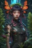 Placeholder: Expressively detailed and intricate 3d rendering of a hyperrealistic: asian girl, cyberpunk plants and flowers, neon, vines, flying insect, front view, dripping colorful paint, tribalism, gothic, shamanism, cosmic fractals, dystopian, dendritic, artstation: award-winning: professional portrait: atmospheric: commanding: fantastical: clarity: 16k: ultra quality: striking: brilliance: stunning colors: amazing depth