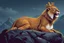 Placeholder: a mountain lion in a royal lion position, vector