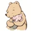 Placeholder: simple illustration of Winnie the pooh cuddling piglet. White background.