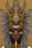 Placeholder: black male African Egyptian alien, cracks in the voodoo head, wicked, eyes, crown, Elephant, 8k, finely detailed, photo realistic, tiger turquoise skull head gold dragon space alien snow skeleton gold fang teeth silver crown silver eyes