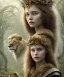 Placeholder: Young beautiful girl wearing floral crown with a stunning lion on nature forest path, Chronicles of Narnia, 8k resolution, high-quality, fine-detail, iridescent, intricate, digital art, detailed matte, volumetric lighting, beautiful, illustration, 3D octane render, brian froud, howard lyon, selina french, anna dittmann, annie stokes, lisa parker, greg rutowski,