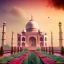 Placeholder: The Taj Mahal, Hindistan, sunset, fantasy art, flying birds, springs, waterfall