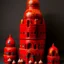 Placeholder: A red fiery castle near a volcano designed in Matryoshka dolls