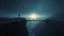 Placeholder: a lone figure stands on a steep cliff, below him is a precipice, in front of him is the far rocky shore, between the two is an old, ragged, gaping, narrow bridge, dark, surreal, thriller, dreamlike, pale light, in the distance a faint light, hope, the figure looks up at the starry sky
