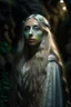 Placeholder: underground grove, with bricks and stones, portrait of Galadriel with pale, ethereal features with long silver hair that seems to shimmer in the moonlight. She dresses in flowing, dark-colored clothing that accentuates her mysterious aura. photo-realistic, shot on Hasselblad h6d-400c, zeiss prime lens, bokeh like f/0.8, tilt-shift lens 8k, high detail, smooth render, down-light, unreal engine 5, cinema 4d, HDR, dust effect, vivid colors, smoke