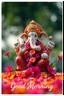 Placeholder: A statue of lord Ganesha made of pure flowers, beautiful, cinematic macro shot, "Good Morning" written in the bottom