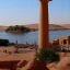 Placeholder: eye pharaoh temple aswan river nile light colors