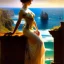 Placeholder: Drawing of beautiful face busty Celtic queen,balcony,view,cliffs,sea,ancient leather armor, balanciaga fashion clothe painting by gaston bussiere, greg rutkowski, yoji shinkawa, yoshitaka amano, tsutomu nihei, donato giancola, tim hildebrandt, oil on canvas, cinematic composition, extreme detail,fit full head inside picture,16k