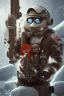 Placeholder: diver like a aggressive snow man,with the gun,hi quality detail,hi quality textures,cinematic,realistic,