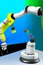 Placeholder: Draw a colorful cover image. What it's about is flexible link robotic arm with flexible joints that are drawing a three-dimensional model. Only display flexible robotic arms. The color of the robotic arm structure should be rich