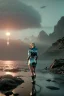 Placeholder: Ultra Realistic retro sci-fi 1960 scene, waist up view portrait, blonde woman, sweet young Marilyn Monroe face, perfect iris, tight latex coat, alien planet background, tight style, steel sphere dron levitating, fog, rain, soft color, highly detailed, unreal engine 5, ray tracing, RTX, lumen lighting, ultra detail, volumetric lighting, 3d, finely drawn, high definition, high resolution.