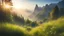 Placeholder: summer morning; beautiful wild nature,mountain landscape