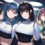 Placeholder: Clear focus,High resolution, three girls, wearing a crop top and cut sleeves and a short skirt