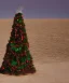Placeholder: festive Christmas tree in a vast desert