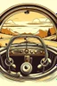 Placeholder: A vintage car phone with a curly cord, attached to the dashboard of a classic automobile. A scenic mountain highway stretches out in the background through the open window. Style: Retro travel, Mood: Adventurous, Lighting: Warm sunlight streaming through the window, T-shirt design graphic, vector, contour, white background.