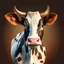 Placeholder: Cow with (rat ears and tail : 1.5) caricature art