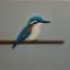 Placeholder: tiny oil painting of tiny kingfisher, plain white background, solid white background, tiny white canvas, tiny white frame, plain white wall, melancholy, tender, moody, vintage, delicate arrangement, beautiful composition, etsy, aesthetic layout, plain solid white background