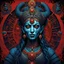 Placeholder: temple of flesh, Goddess Kali hallucination, hindu maze textures, maximalism, horror surrealism, by Michael Whelan, by Ben Templesmith, palpable textures, enveloped in an approaching nightmare, high contrast, Whelan's distinctive visceral horror style and detailed line work, rich sharp colors, heavy atmosphere.